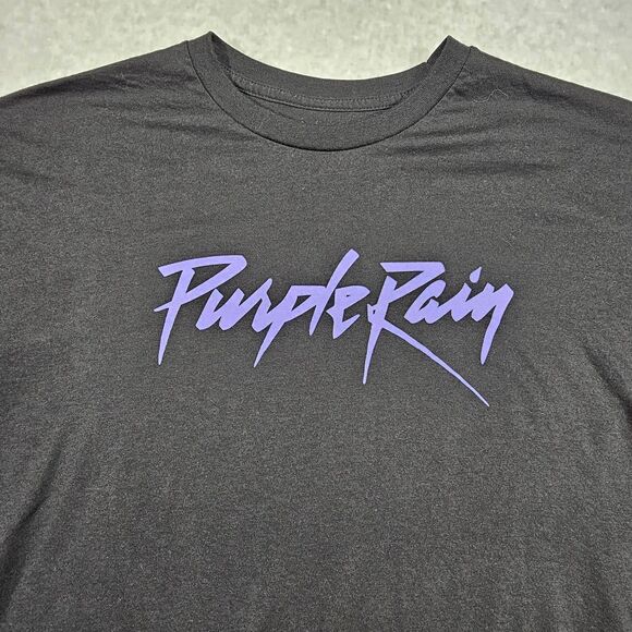 Prince Purple Rain Men's Black Large Cotton Polyester T-Shirt - Picture 2 of 5